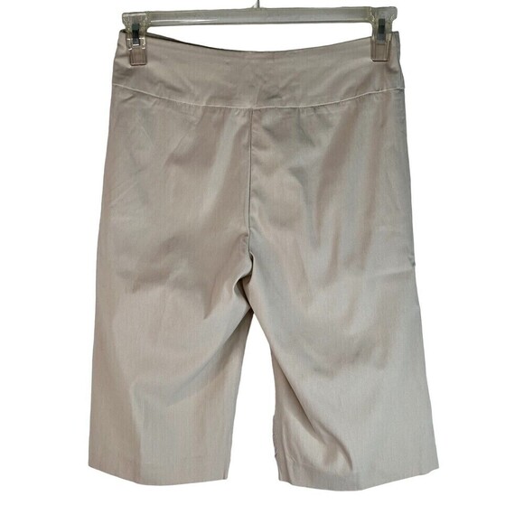 Lior Pull On Capri Pant Light Beige Pocket Silver Side Leg Buttons Sz 4 - Picture 3 of 8